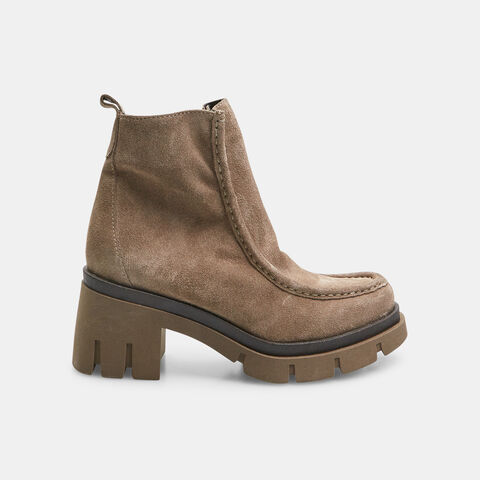 Botines de mujer de ante con tacón midi, Taupe Botines de mujer de ante con tacón midi, Taupe